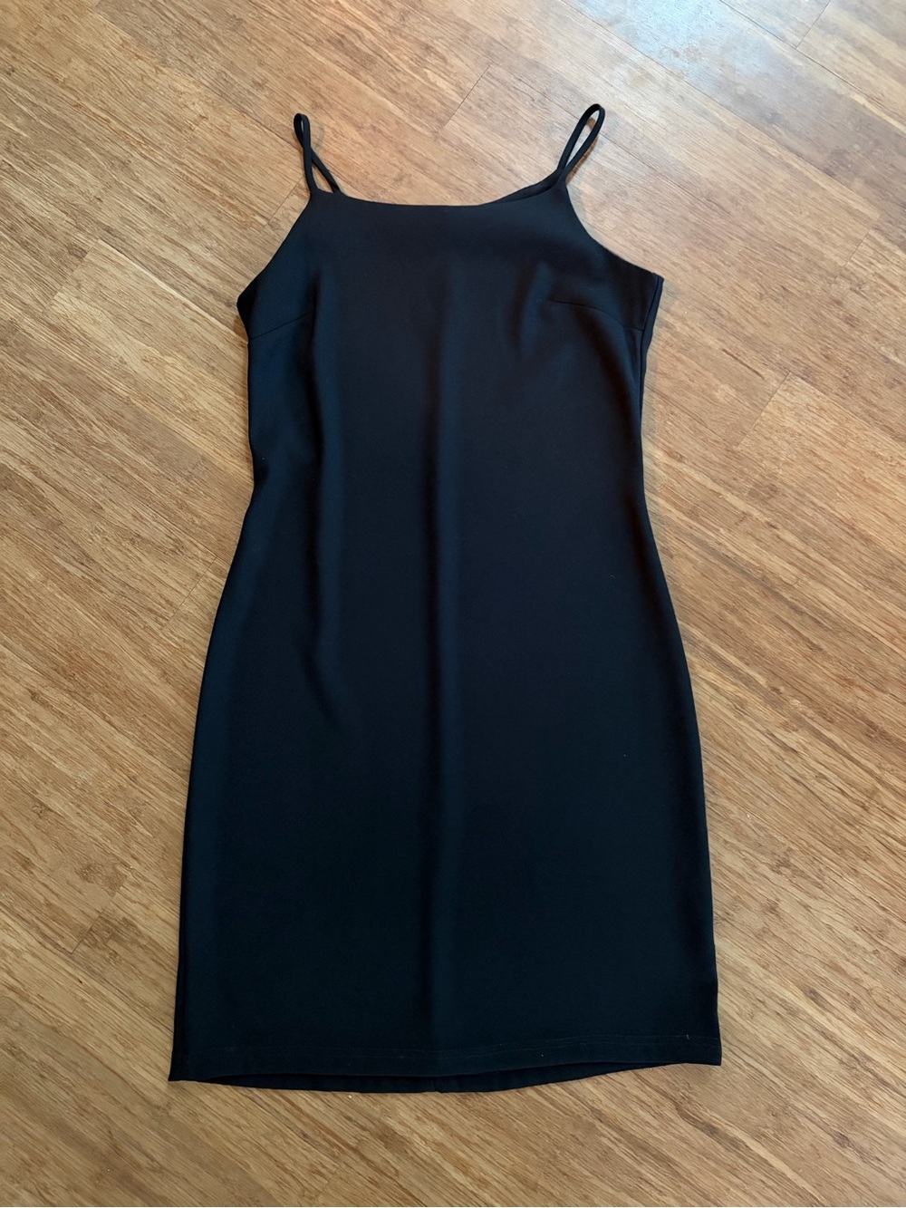 Vintage 90s Minimalist Square Neck Little Black Dress Made in Canada Sz 5